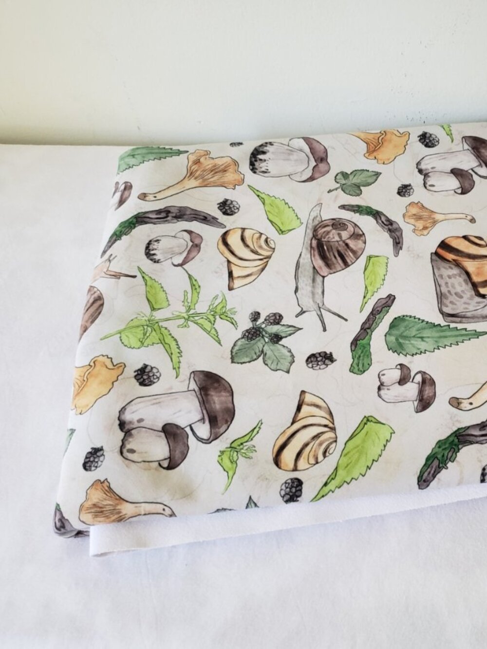 mushroom snail autumn fall velvet fabric 2 feet